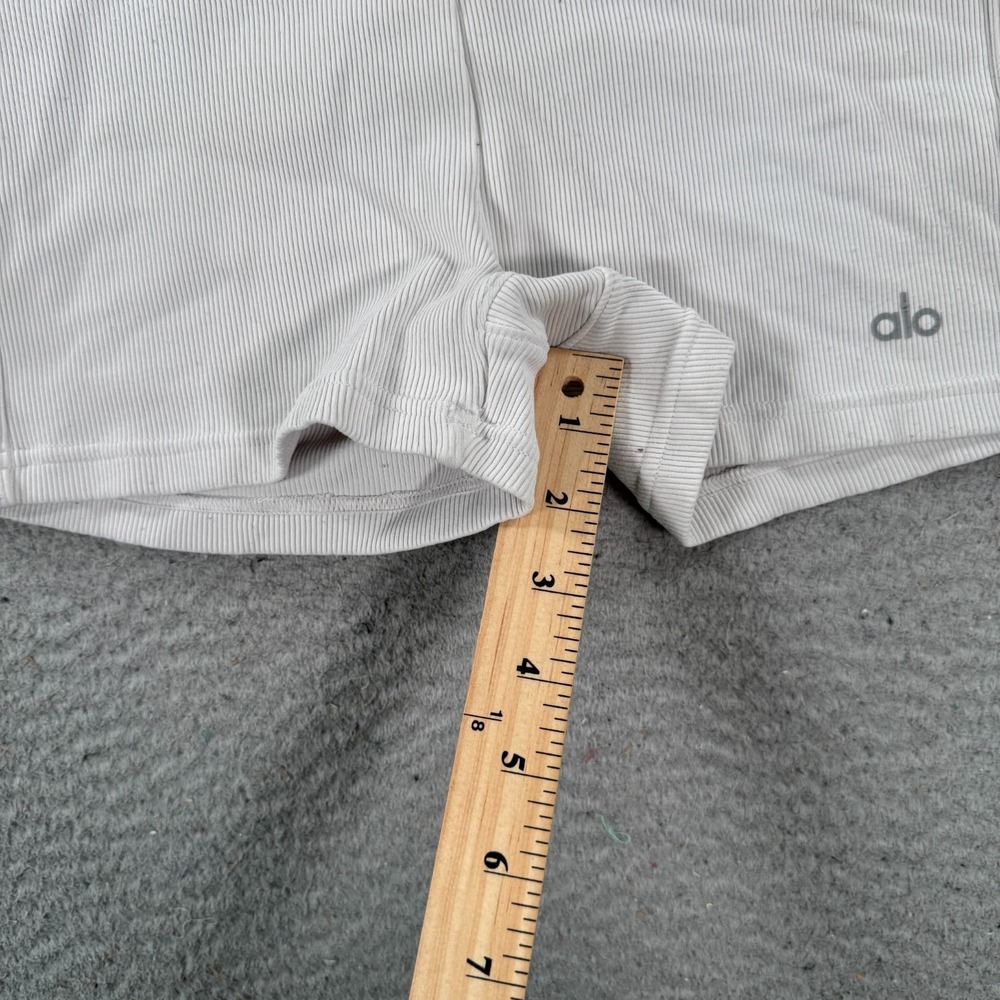 Alo Yoga Goddess Shorts Women's White Ribbed High Rise Sports Running Summer - Picture 3 of 7